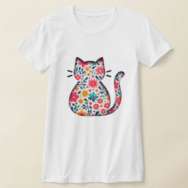 Camiseta Silhouette Floral Cat (Distribución)