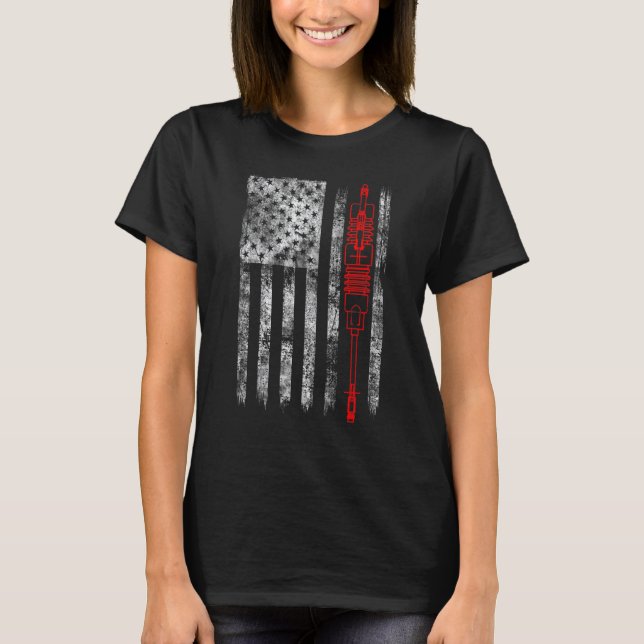 Camiseta Silhouette Fuse Cutout American Flag Lineman (Anverso)