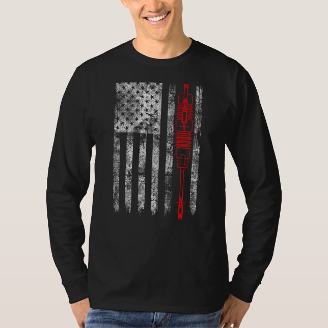 Camiseta Silhouette Fuse Cutout American Flag Lineman (Anverso)