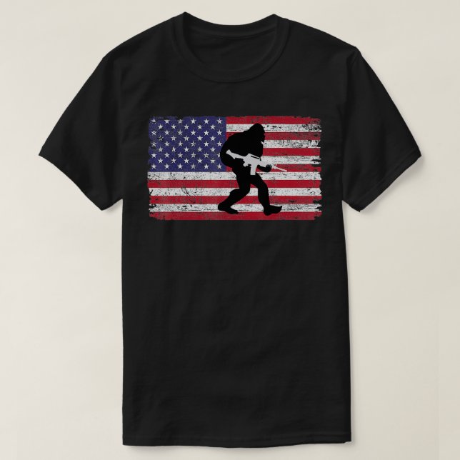 Camiseta Silhouette Gun US Bandera Estadounidense USA para  (Diseño del anverso)