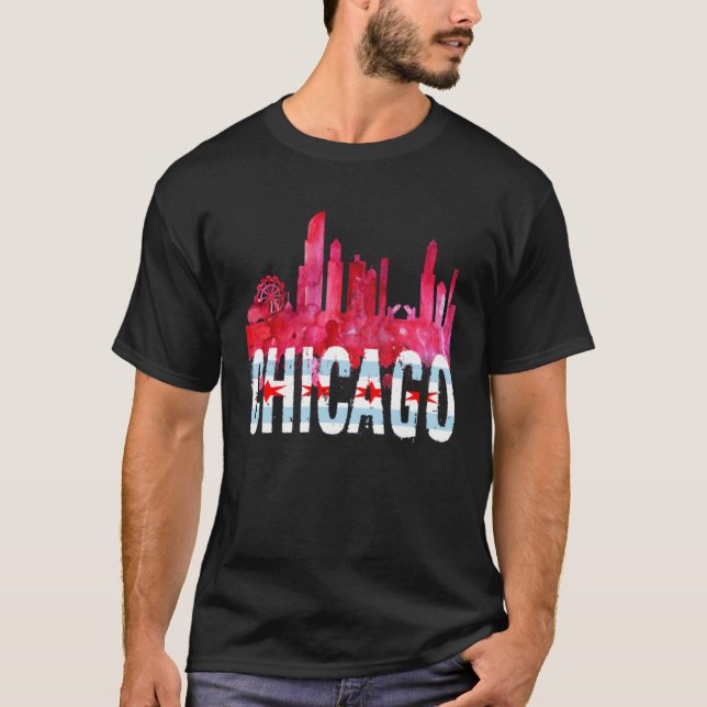 Camiseta Silhouette Illinois Skyline de Chicago (Anverso)