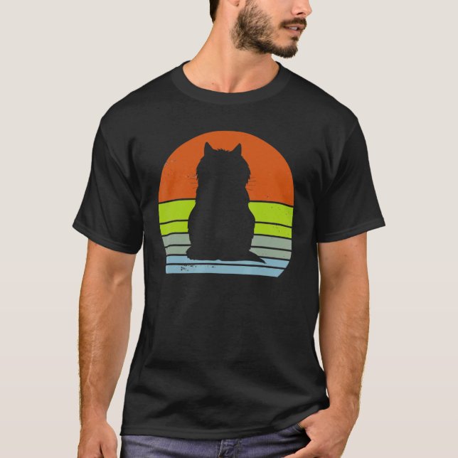 Camiseta Silhouette Kitten Animal 60s de gato retro de gato (Anverso)