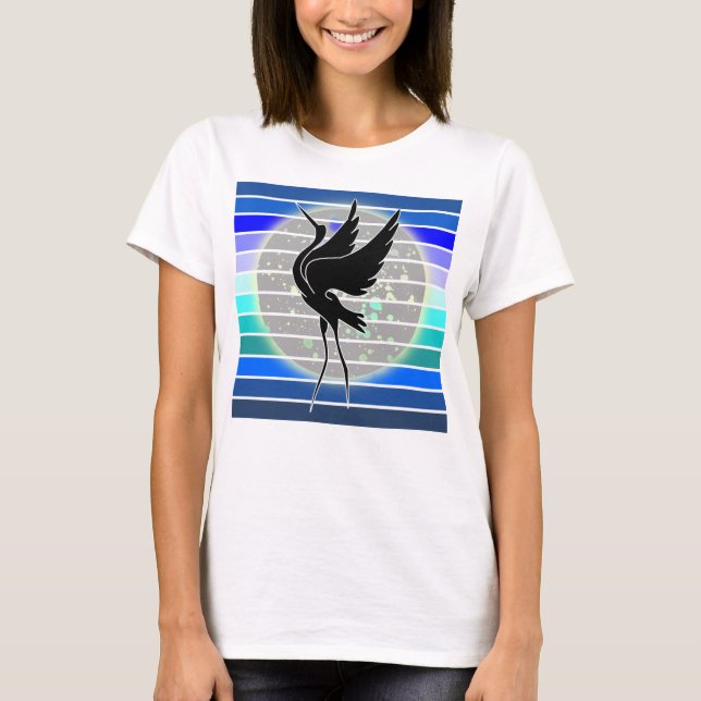 Camiseta Silhouette majestuosa de la garza azul en el lago  (Anverso)
