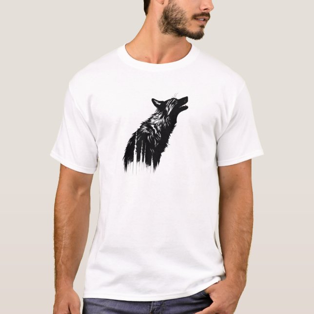 Camiseta Silhouette minimalista De Lobo (Anverso)
