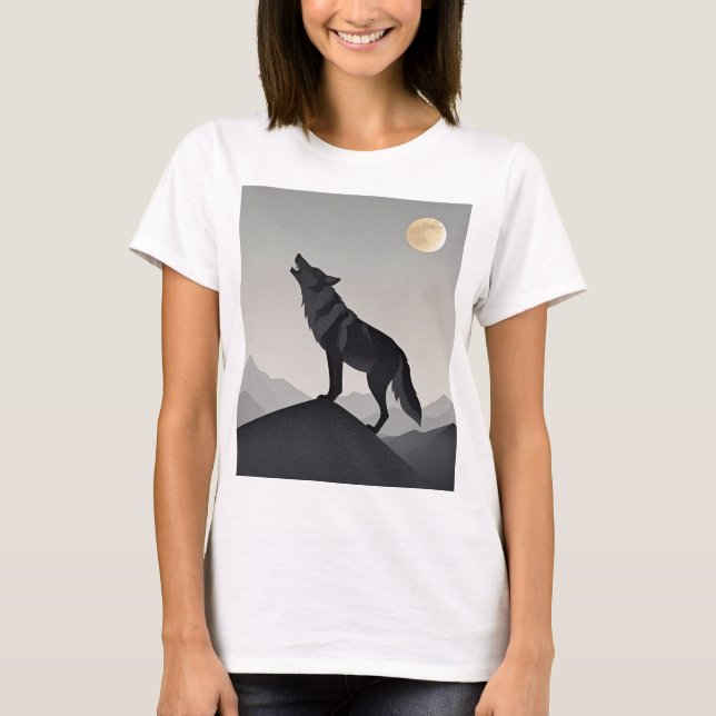 Camiseta Silhouette minimalista Sleek Wolf (Anverso)