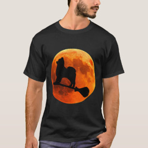 Camiseta Silhouette Moon Halloween de Perro Pomerano