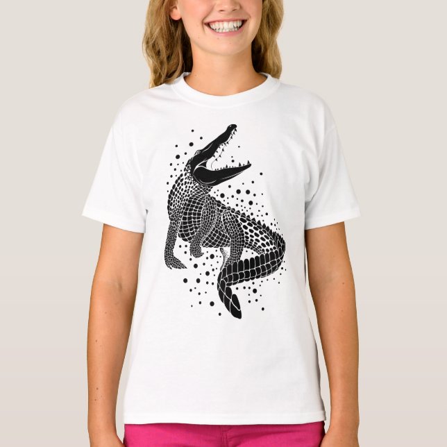 Camiseta Silhouette negra de un cocodrilo (Anverso)
