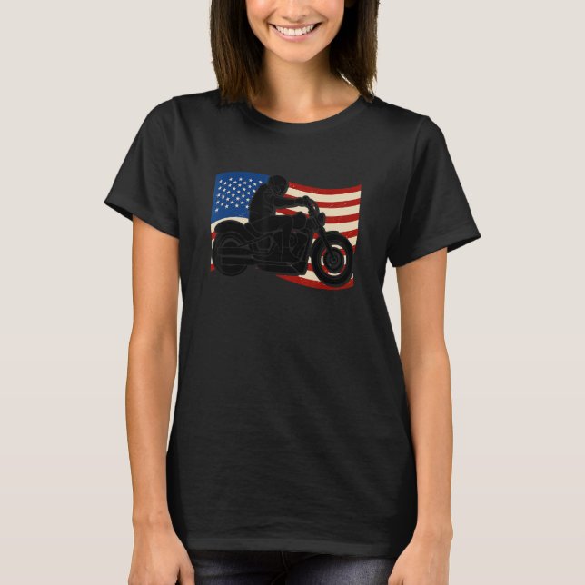 Camiseta Silhouette of a person riding a motorcycle with am (Anverso)