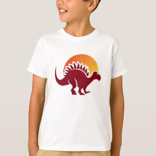 Camiseta Silhouette Red Stegosaurus Sunset