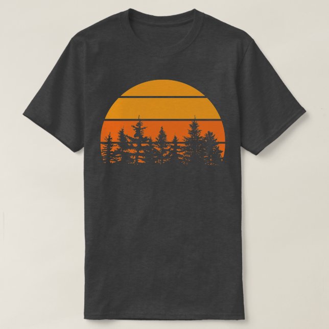 Camiseta Silhouette Retro de Árbol Pino 2 (Diseño del anverso)