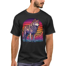 Silhouette Retro Sunset Wolf