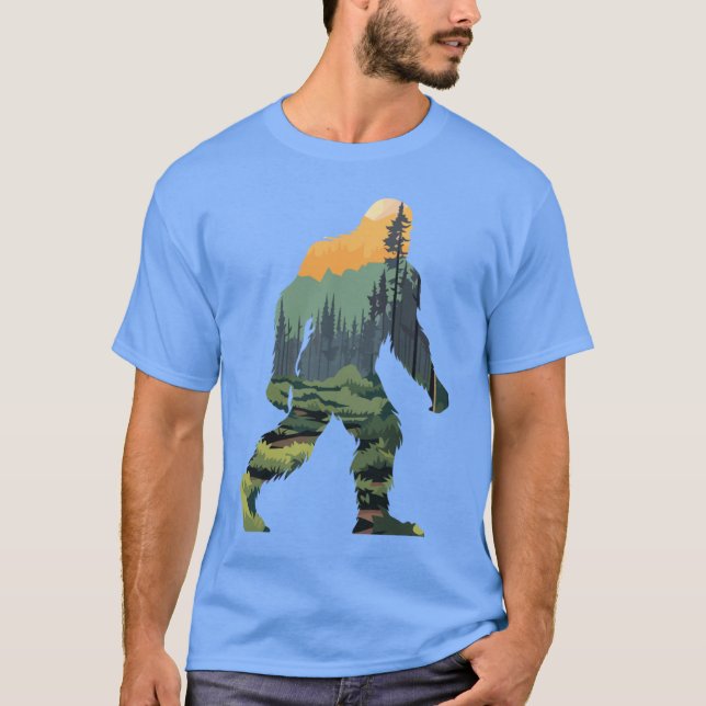 Camiseta Silhouette with Scenic Forest Mountain Sunset frie (Anverso)