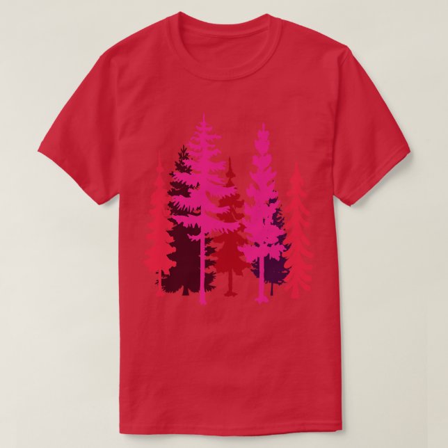 Camiseta Silhouettes de árboles rosas (Diseño del anverso)
