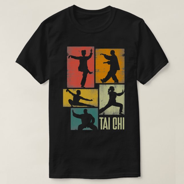 Camiseta Silhouettes de arte marcial de tai chi marcial (Diseño del anverso)