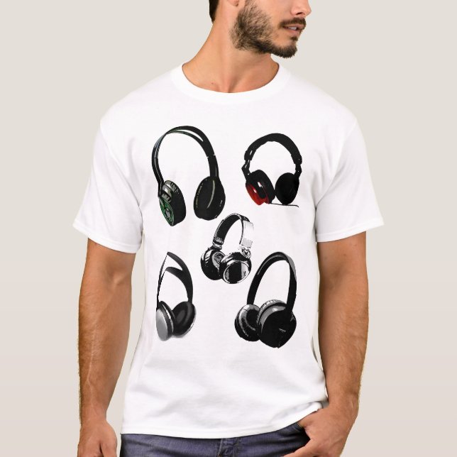 Camiseta Silhouettes de audífonos Pop Art (Anverso)