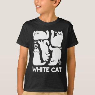 Camiseta Silhouettes de color blanco gatito - Diseño felino