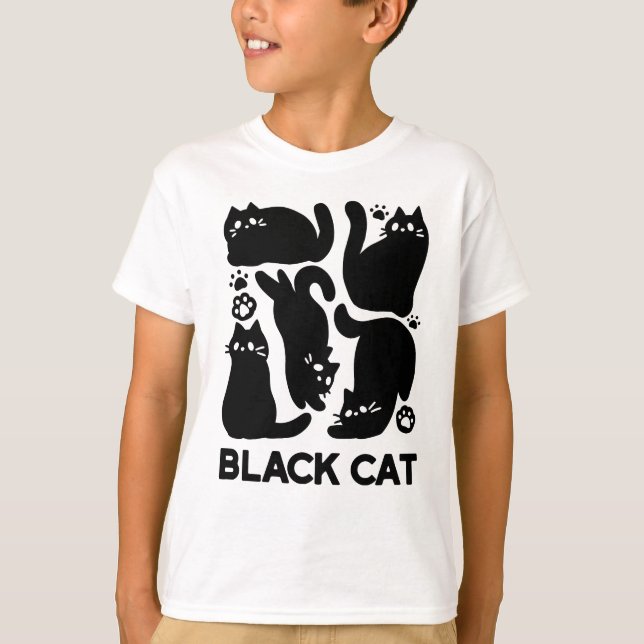 Camiseta Silhouettes de gato negro - Diseño felino lindo (Anverso)
