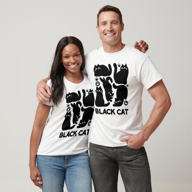 Camiseta Silhouettes de gato negro - Diseño felino lindo (Unisexo)