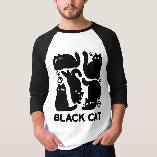 Camiseta Silhouettes de gato negro - Diseño felino lindo (Anverso)