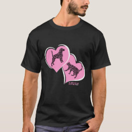 Camiseta Silhouettes de gato y perro en corazones rosados -