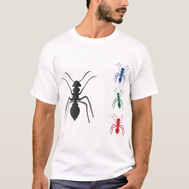 Camiseta Silhouettes de hormiga Inspira verde azul negro y  (Anverso)