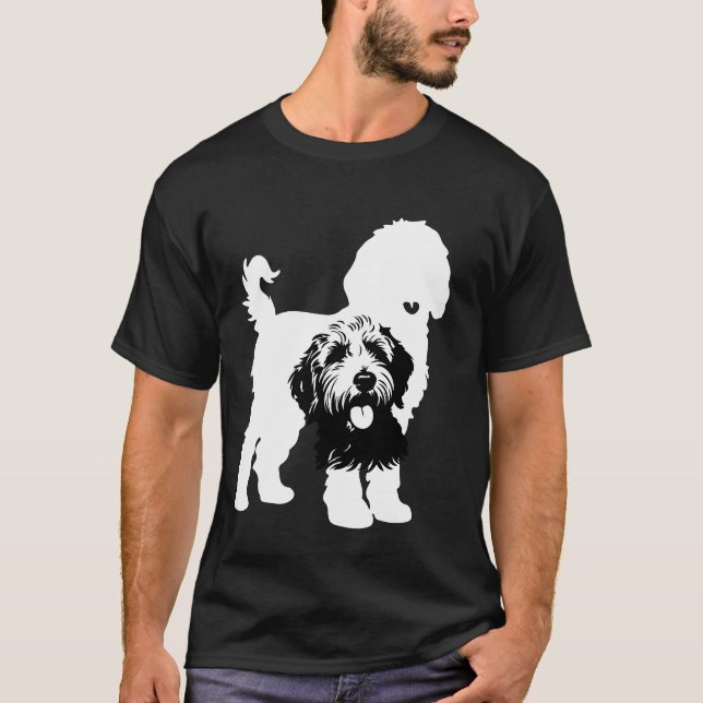 Camiseta Silhouettes de perro doble en negro negrita y blan (Anverso)