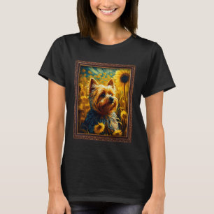 Camiseta Silky Terrier Pintando Flores De Girasol Madres