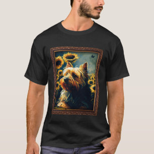 Camiseta Silky Terrier Pintando Flores De Girasol Madres