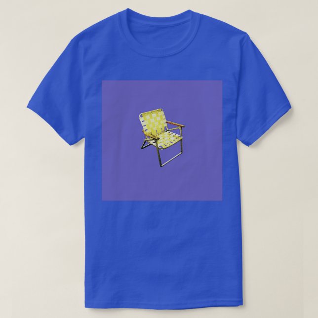 Camiseta Silla amarilla en un campo azul violeta (Diseño del anverso)