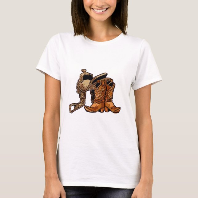 Camiseta Silla de montar y botas (Anverso)