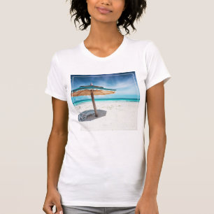 Camiseta Silla de playa y playa de plata de las arenas del