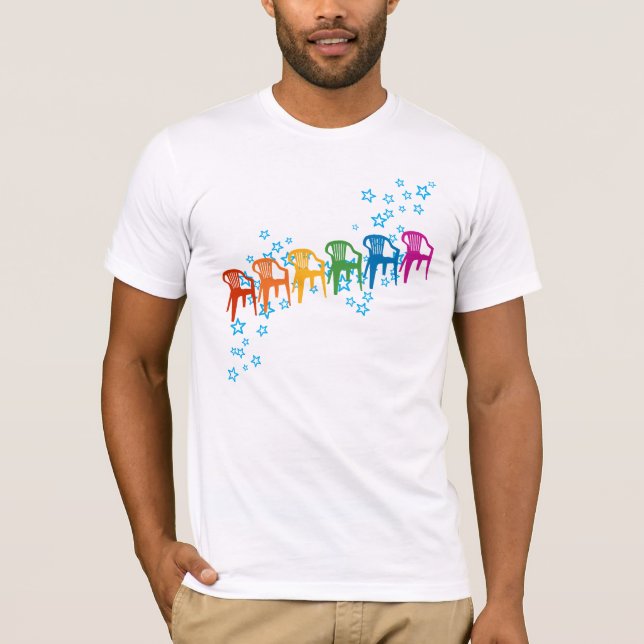 Camiseta Sillas de jardín arco iris (Anverso)