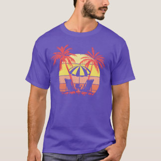 Camiseta Sillas de playa Paraguas Atardecer de verano 80s P