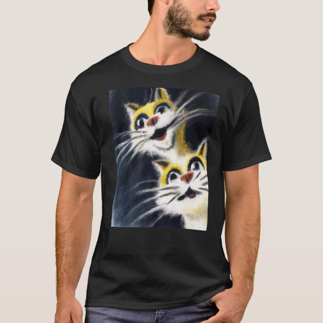 Camiseta Silly gatilla dos gatos blancos (Anverso)