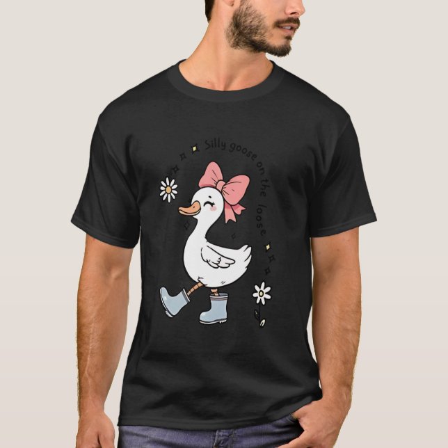 Camiseta Silly Goose On The Loose Cute Goose Coquette Bow (Anverso)
