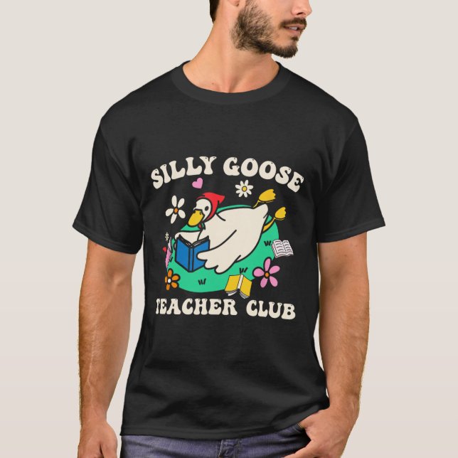 Camiseta Silly Goose Teacher Club Retro Groovy Teacher Back (Anverso)