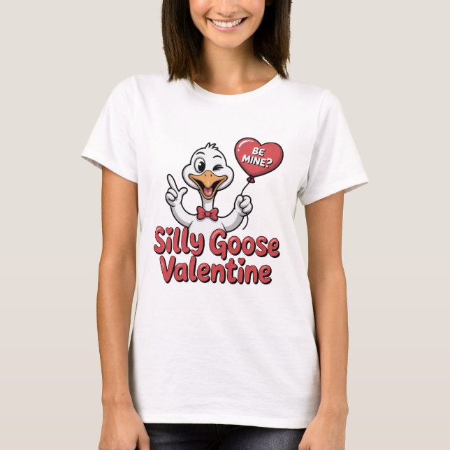 Camiseta Silly Goose Valentine Shirt - Cute Winking Goose H (Anverso)