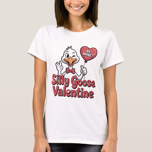 Camiseta Silly Goose Valentine Shirt - Cute Winking Goose H (Anverso)