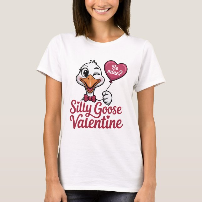 Camiseta Silly Goose Valentine Shirt - Cute Winking Goose H (Anverso)