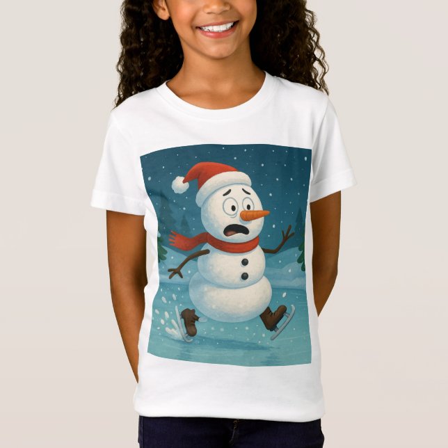 Camiseta Silly Snowman Ice Skating on Christmas Eve (Anverso)