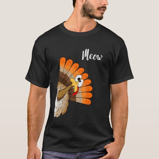 Camiseta Silly Turkey Meow Thanksgiving Cartoon Humor Graph (Anverso)