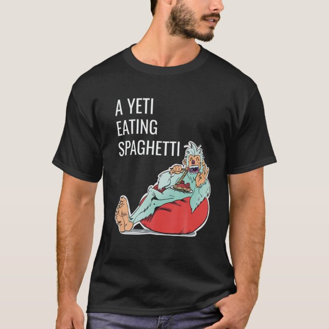 Camiseta Silly, Un Yeti Comía Ilustracion De Espagueti Para (Anverso)