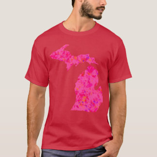 Camiseta Silueta abstracta rosa de Michigan