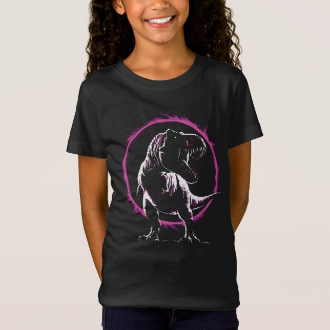 Camiseta Silueta audaz de T-Rex con anillo de neón (Anverso)