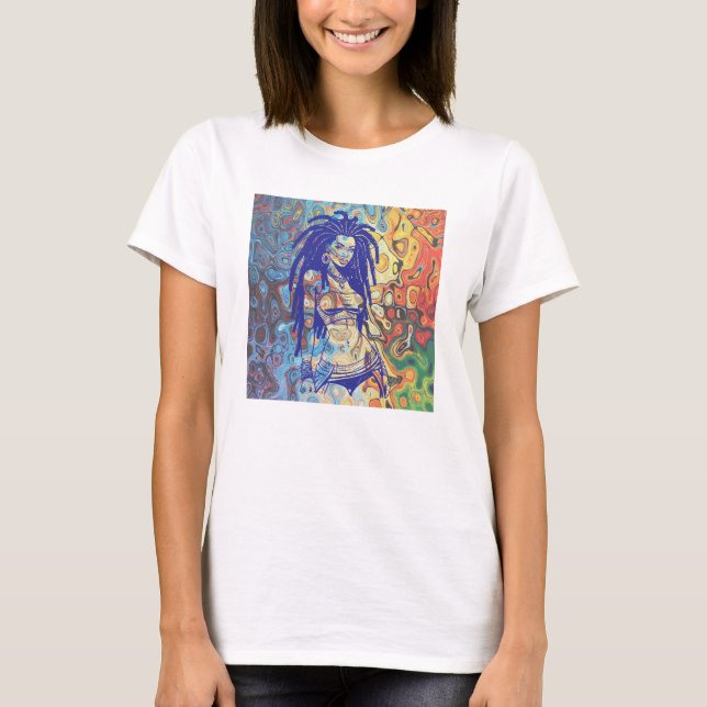 Camiseta Silueta audaz de una mujer con rastas. (Anverso)
