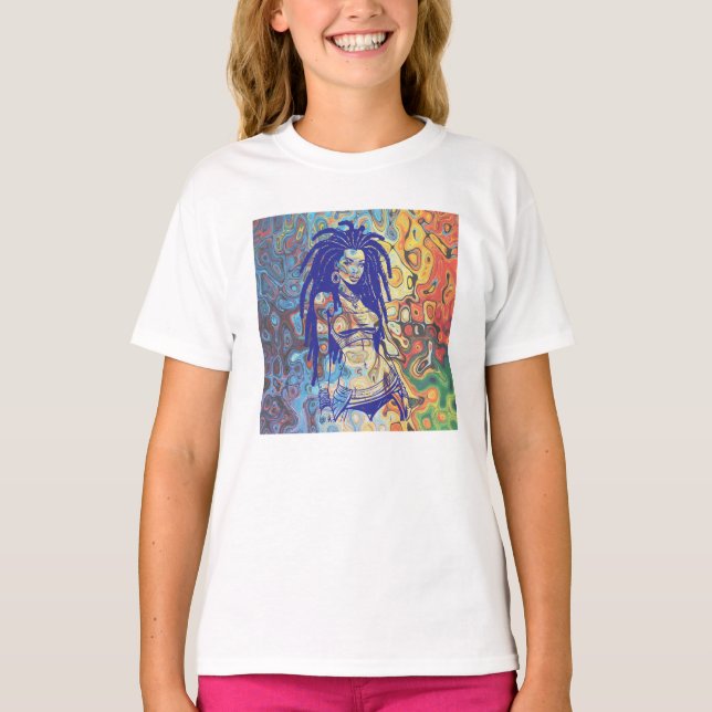 Camiseta Silueta audaz de una mujer con rastas. (Anverso)