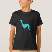 Silueta azul turquesa de perro blanco de Greyhound