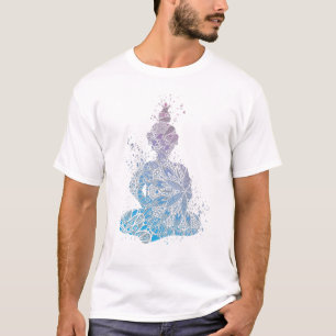 Camiseta Silueta azul y morada Mandala Buda