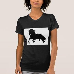Camiseta Silueta blanca de caballo en blanco negro