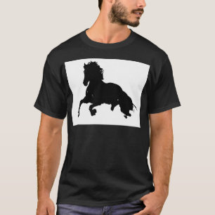 Camiseta Silueta blanca de caballo en blanco negro